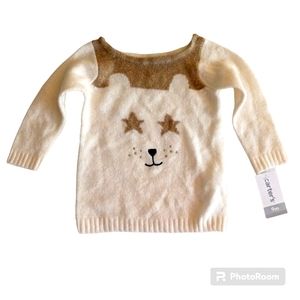 Carter's baby girl pullover gold star animal face sweater size 9M